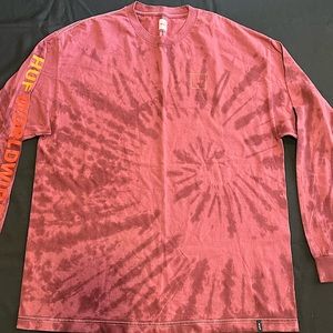 Red tie dye huf large longsleeve with graphiic.